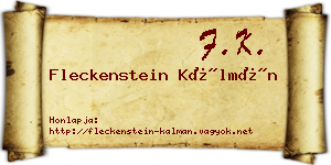 Fleckenstein Kálmán névjegykártya